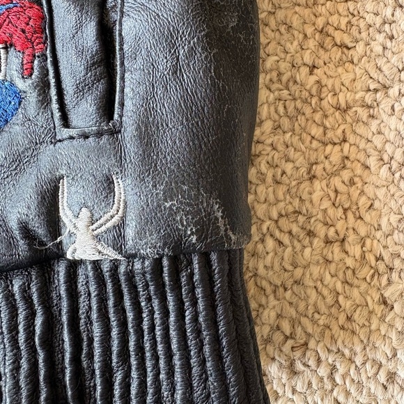 RARE Leather  Spiderman Kids Jacket - Black with Red and Blue Accents - Picture 3 of 15
